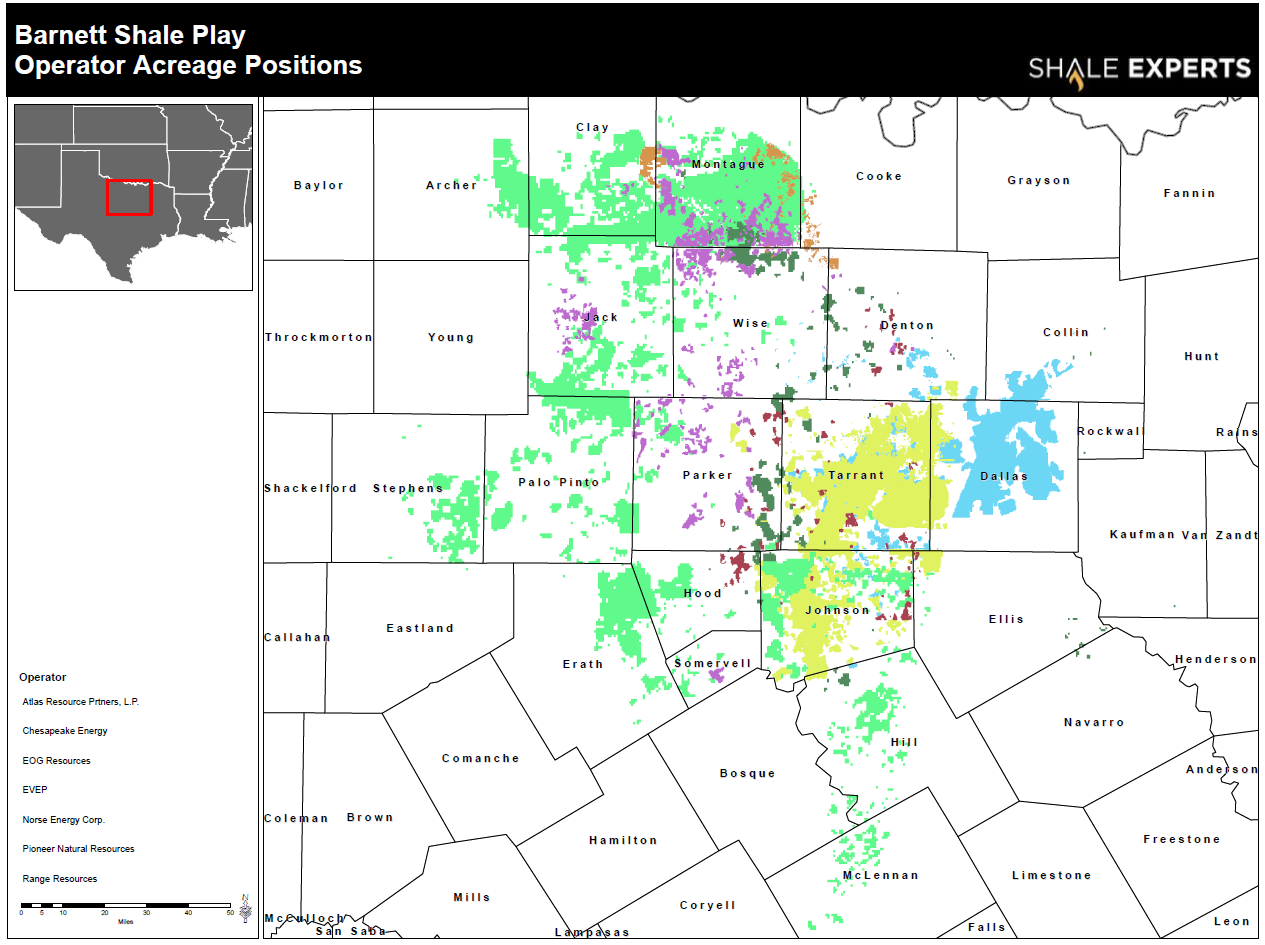 Barnett Shale Map - Company Leasehold